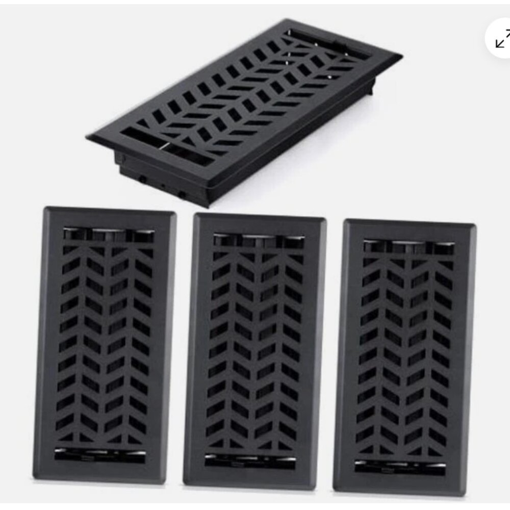 4" x 10" Floor Register Vent Covers Textured Design Heavy Dark Gray 4 Pack